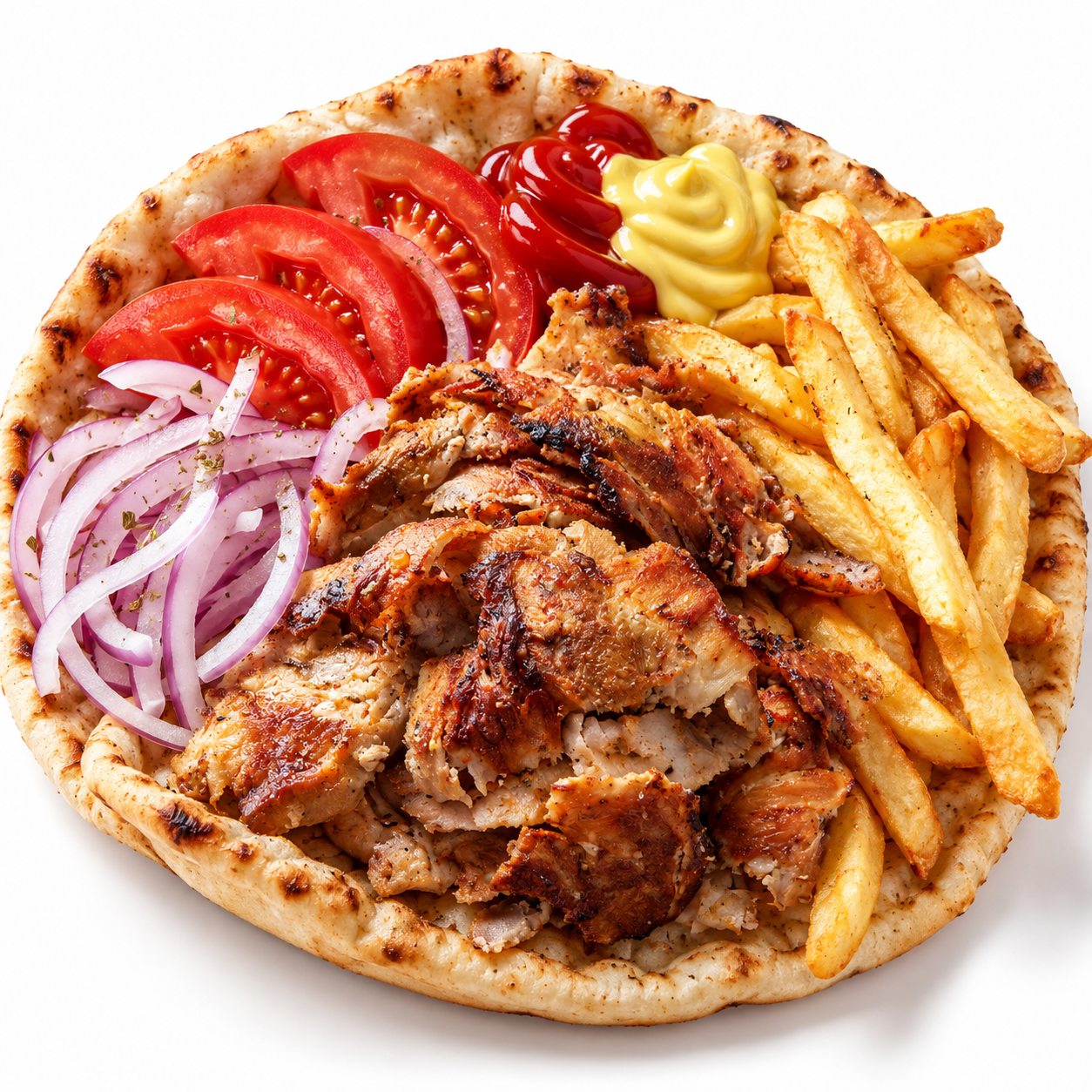 Kombination Gyros mit Ketchup & Senf